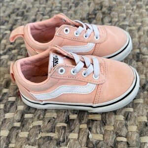 Vans Kids Peach/Pink Canvas Low-Top Sneakers with White Trim